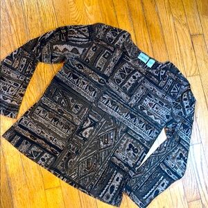 ❄️SUPER-FUN CHICO’S LONG-SLEEVED SHIRT - GEOMETRIC PATTERNS AND SEWN ON BEADS❄️